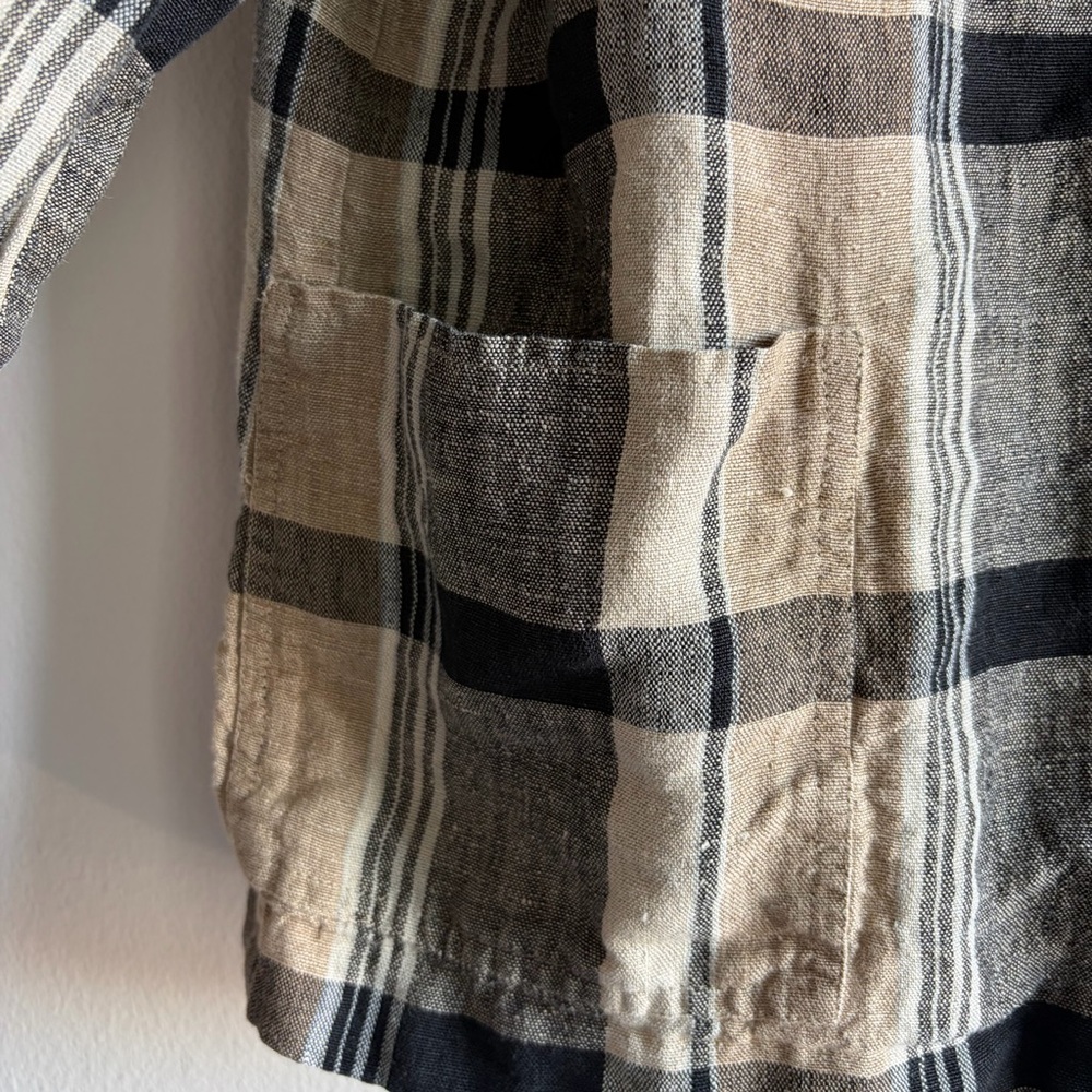 Bianca Nygard Women’s Plaid Button-Front Jacket in Beige and Black - Picture 4 of 6